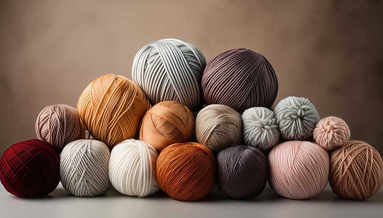 Balls of yarn in a pile, yarn substitution